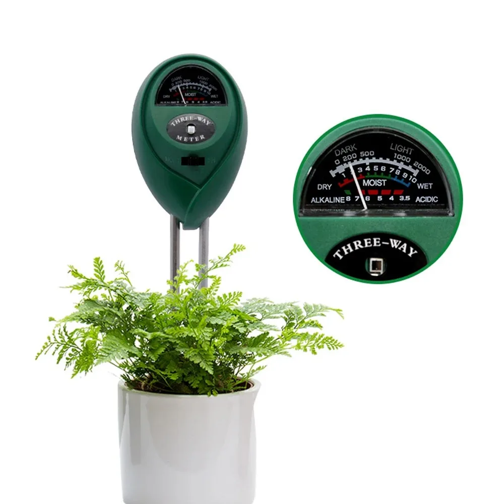 3 In 1 Soil PH Tester Moisture Sunlight Meter Probe No Battery Needed For Garden Flowers Plants Lawn Farm