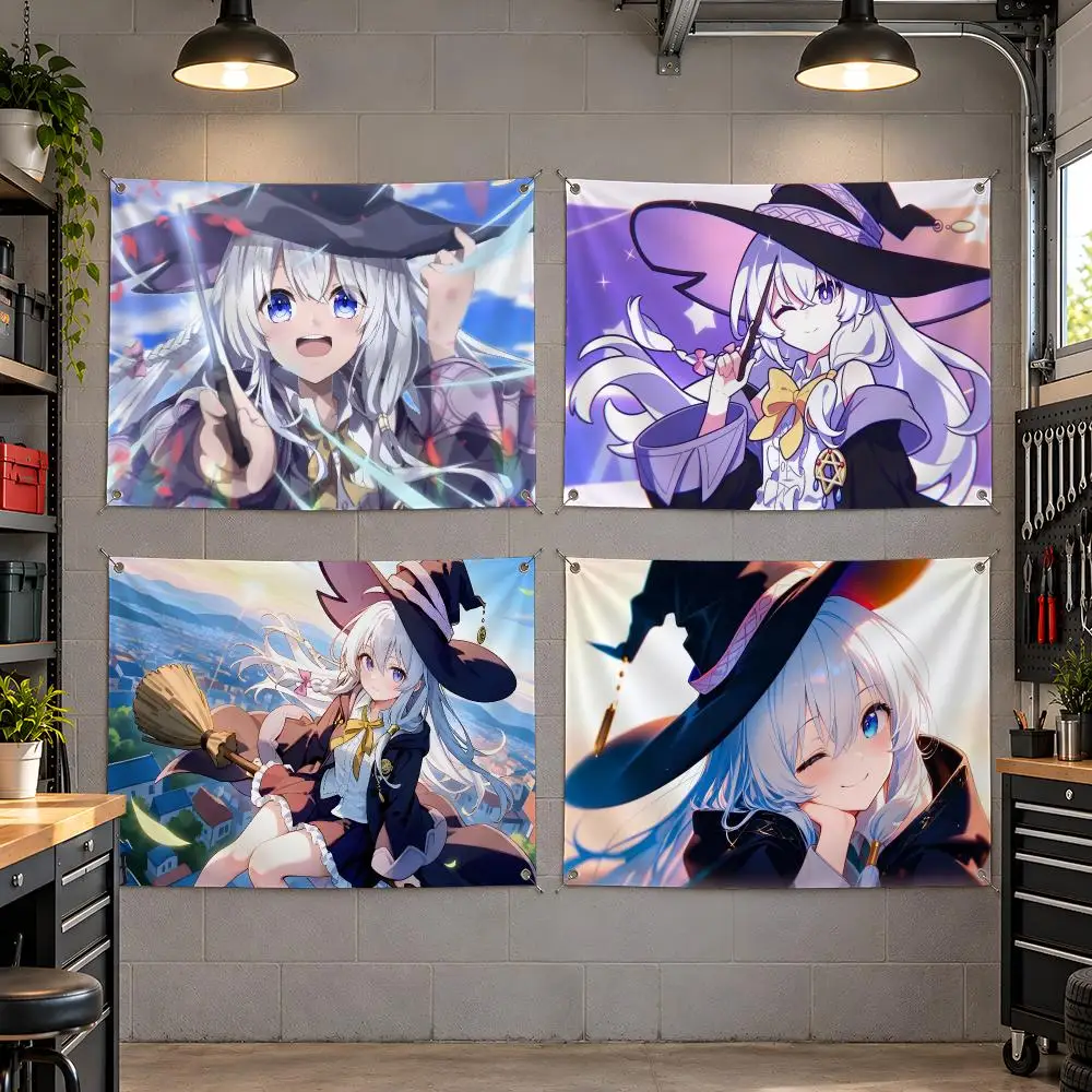 Anime Wandering Witch Elaina Flags Fan Flag Banner Outdoor Camping Backyard Lawn Garden Patio Party Decor Gift