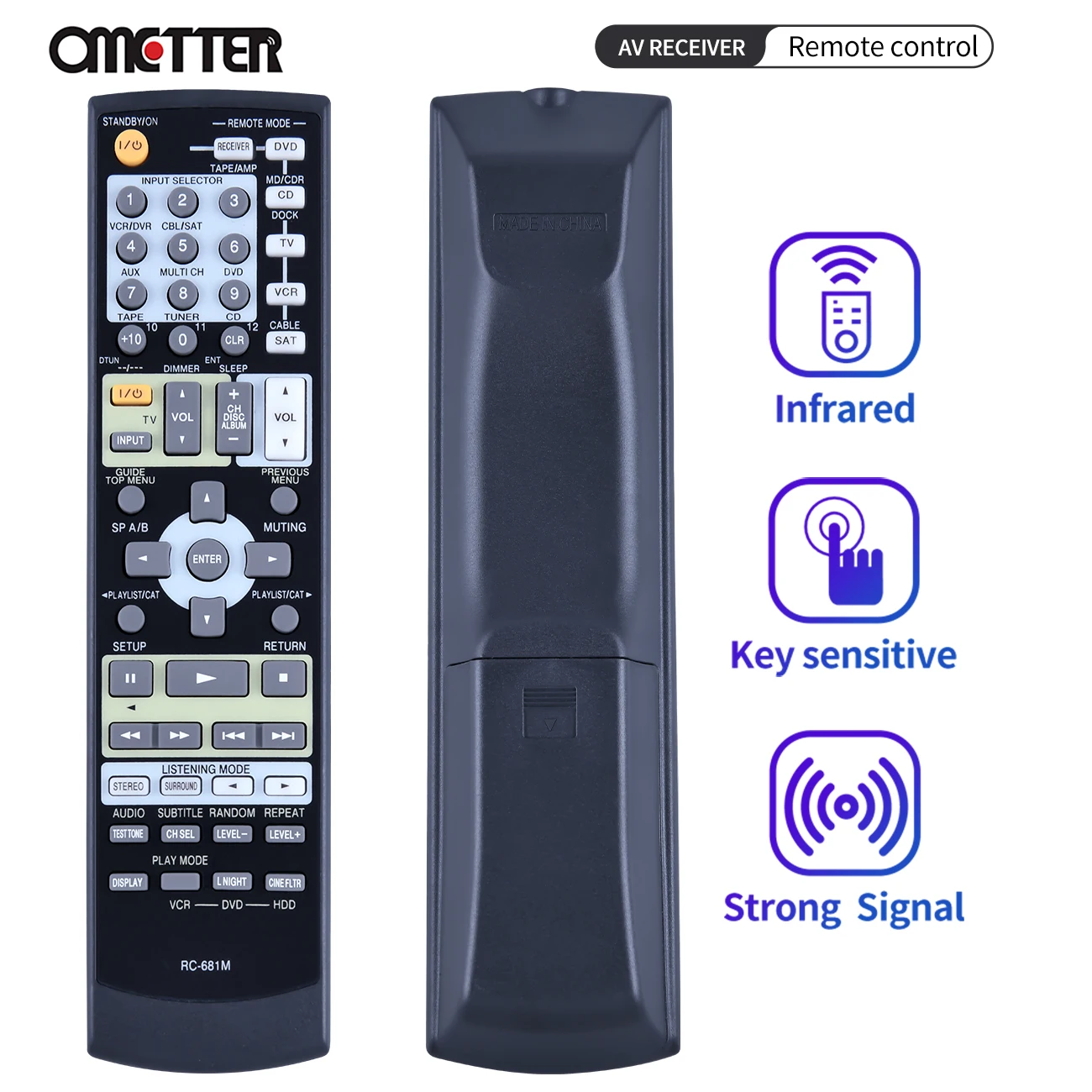 RC-681M For Onkyo Home Theater AV Receiver Remote Control HT-R550 HT-SR800 TX-SR505TX-SR575 TX-SR575X TX-SR8550 SKW-550 SKM-550S