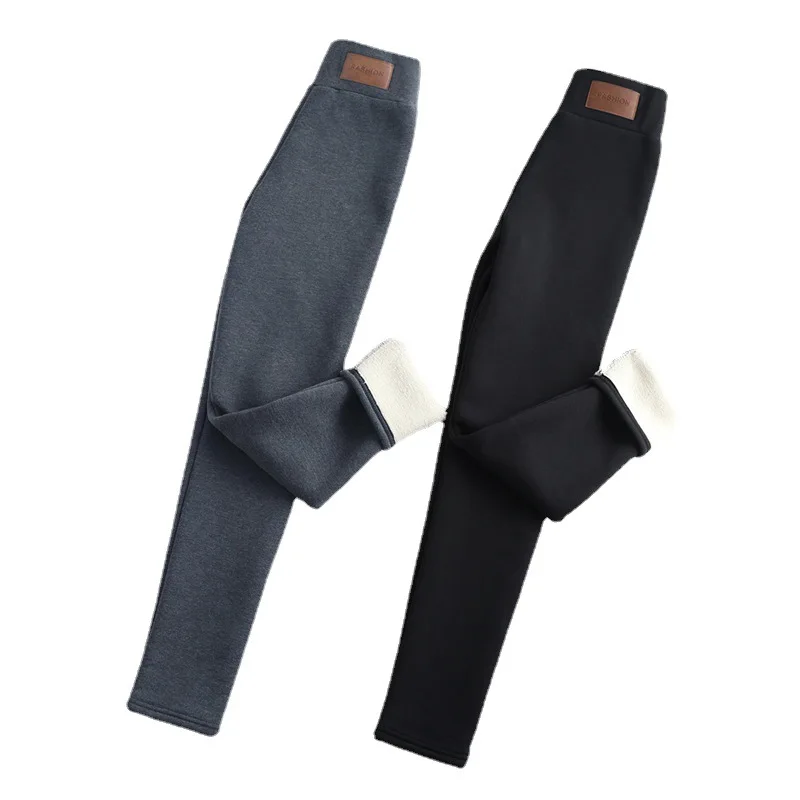 Thermo-Leggings für Damen, Winter, warm, hohe Taille, Einfachheit, warme Hosen, modisch, schwarz, Elastizität, Herbst, Samt, bequeme Leggins – Detail 13