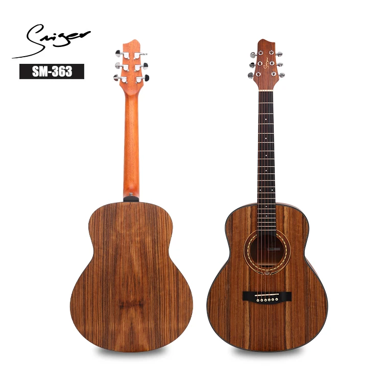 E-shop hot sale mid range quality walnut wooden body small size 36 inch travel guitar acoustic SM-363