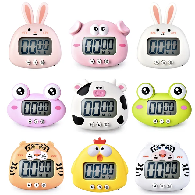 Cyfrowy timer do nauki dla dzieci Budzik kuchenny z odliczaniem czasu Timer do nauki dla dzieci Śliczne zwierzęta Timer Gadżety kuchenne Prezent Nowy