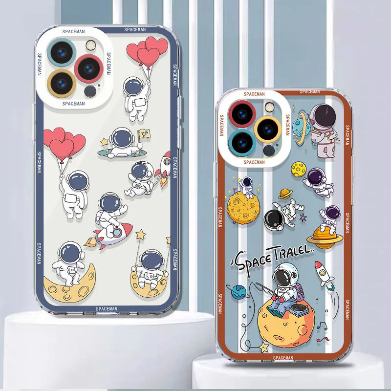 

Cartoon cute astronaut iPhone12 13 1415promax protective case creative personality anti-fall and anti-scratch silicone case