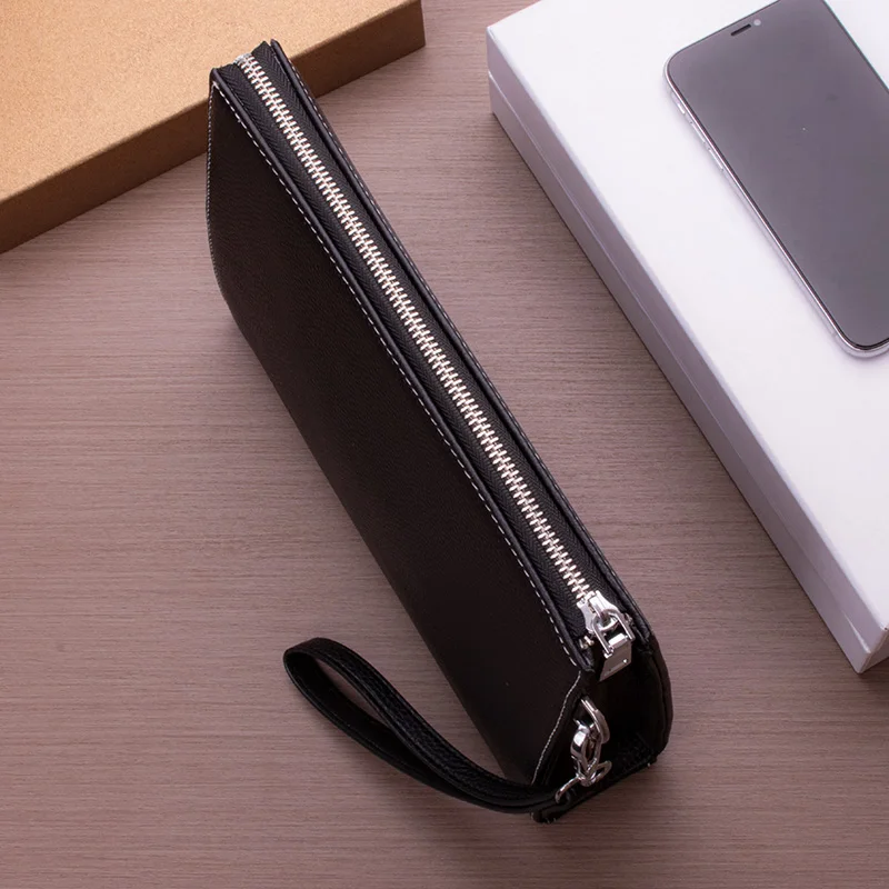 Echtes Leder Handtasche für Männer Große Kapazität Casual Sle Leder Clutch Bag Busin Casual Umschlag Ape Herrentasche