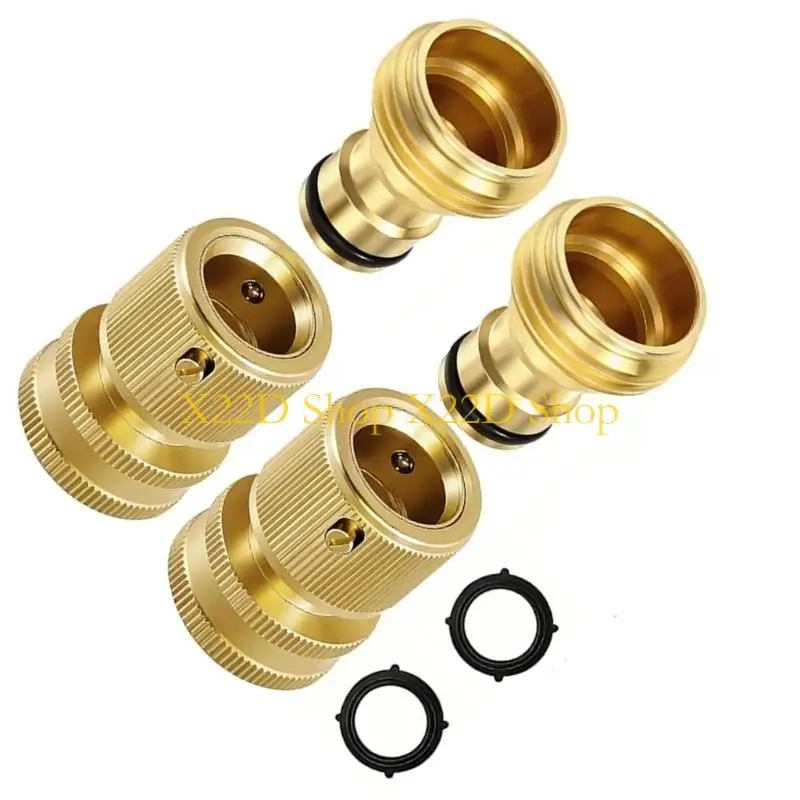 X22D 4lots Commercial Quality Brass Hose Quick Connectors with Easy Twist Lock