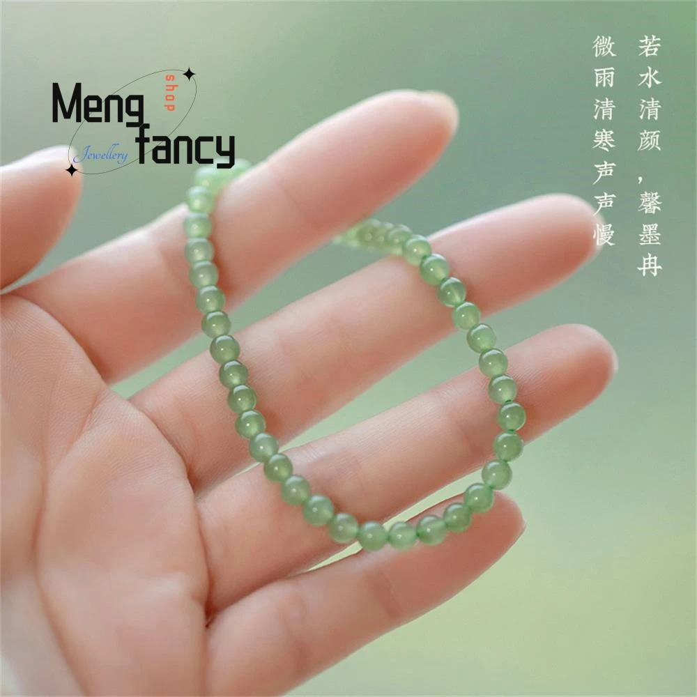 Natural Hetian Jade Clear Water Colour String Exquisite Elegant Simple High-grade Bracelet Sexy Young Girls Fashion Fine Jewelry