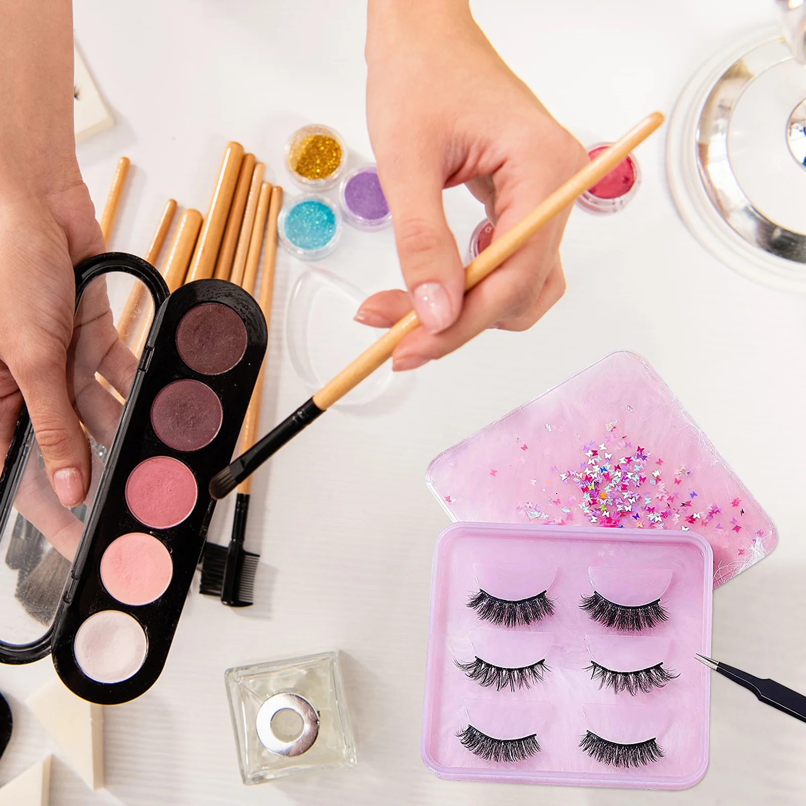 قالب حاوية رموش من السيليكون، صندوق تخزين متين من الإيبوكسي DIY للحرف اليدوية، أداة قالب صينية عرض الرموش