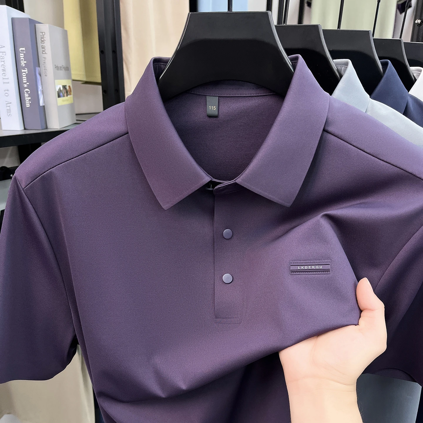 High quality men's summer new product short sleeved polo solid color casual fashion versatile simple skin friendly