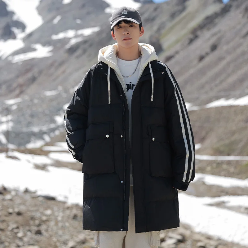 Winter Trendy Fashionable Men's Cold proof Warm Long Style Feather Jacket Comfortable Breathable High Quality Casual Hooded Coat