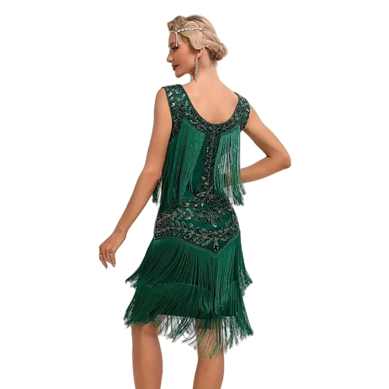 1920s Sleeveless Flapper Dresses Scoop Neck Great Gatsby Dresses Fringed  Sequin Roaring 20s Dress Cocktail Party Costume - AliExpress 200000345