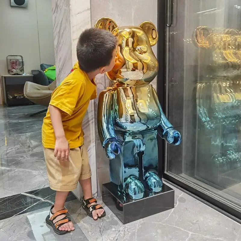 Figuras de oso degradado de 50/80cm, estatuas chapadas de oso, escultura grande, decoración de lujo para sala de estar, escritorio, accesorios para el hogar