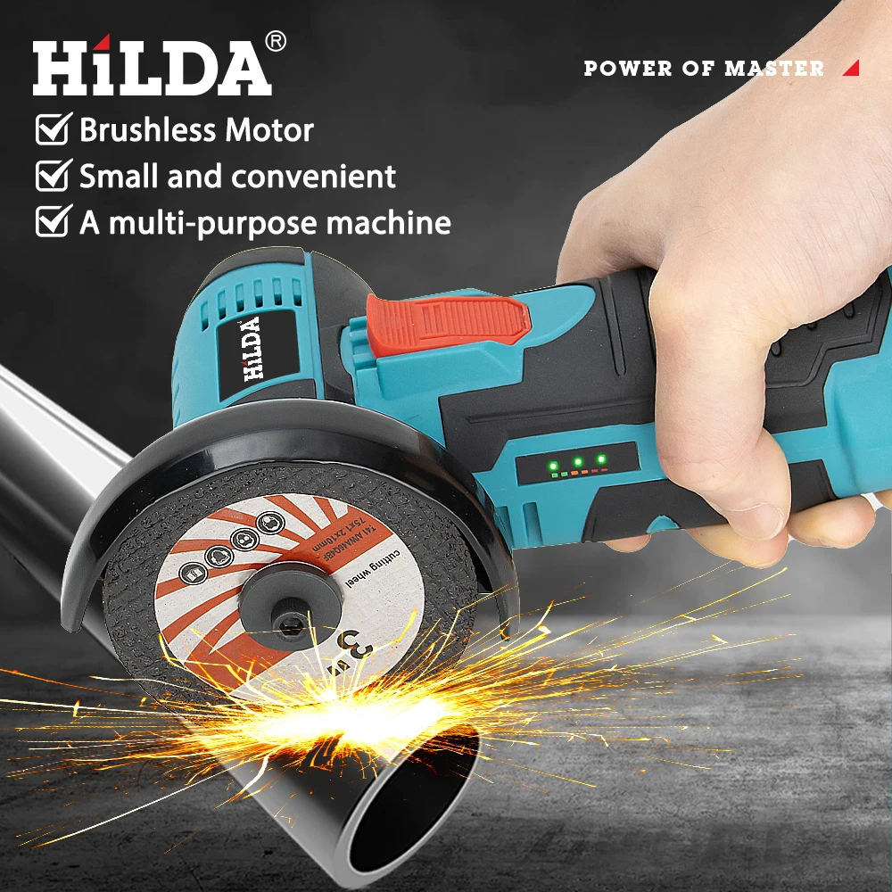 HILDA 12V Miniature Rechargeable Angle Grinder with Battery Cutting Blade Polishing Grinder for Cutting Diamond Cordless