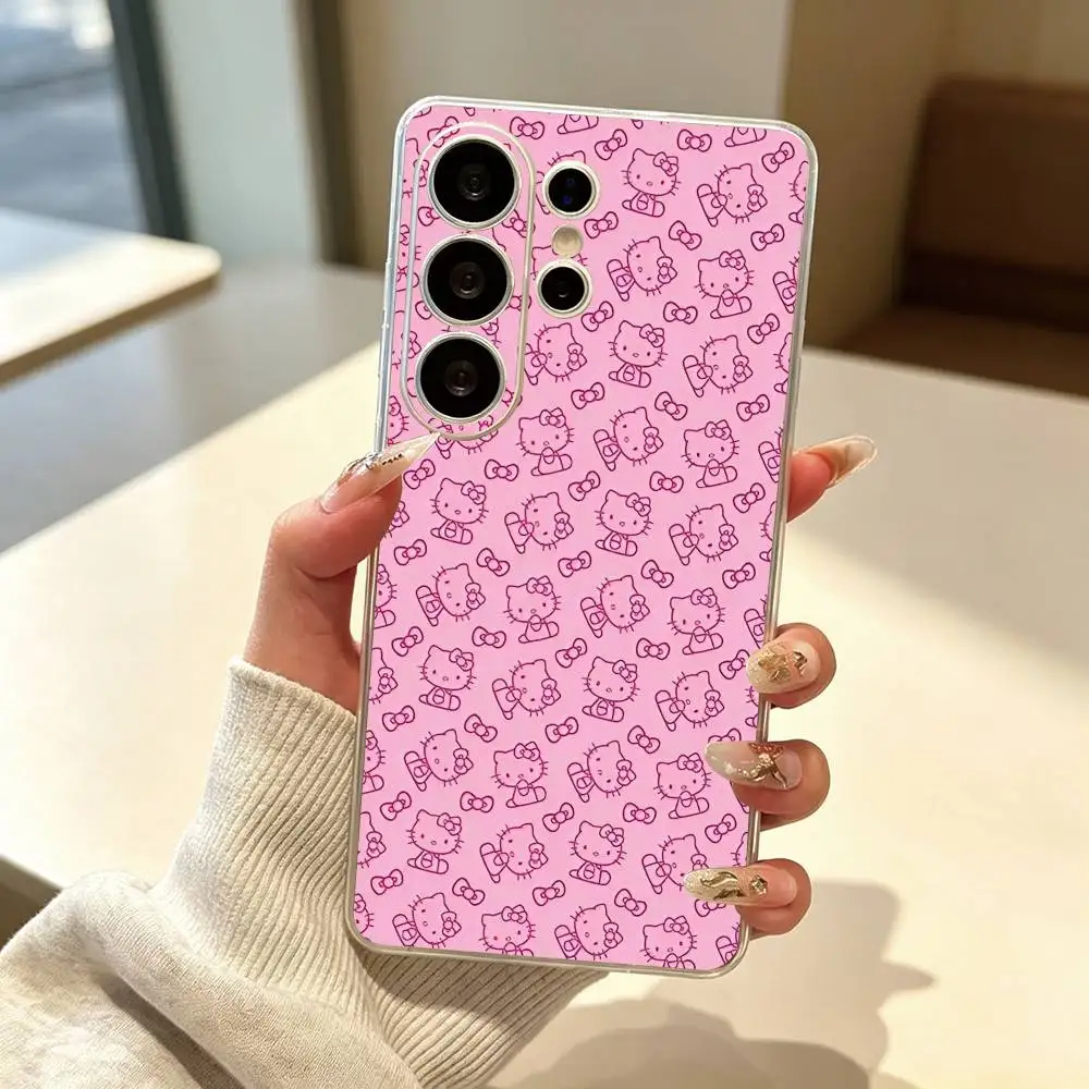Cute Cartoon K-Kittys gift Phone Case For Samsung S25,S24,S21,S22,S23,S30,Ultra,Plus,Fe Transparent Cover