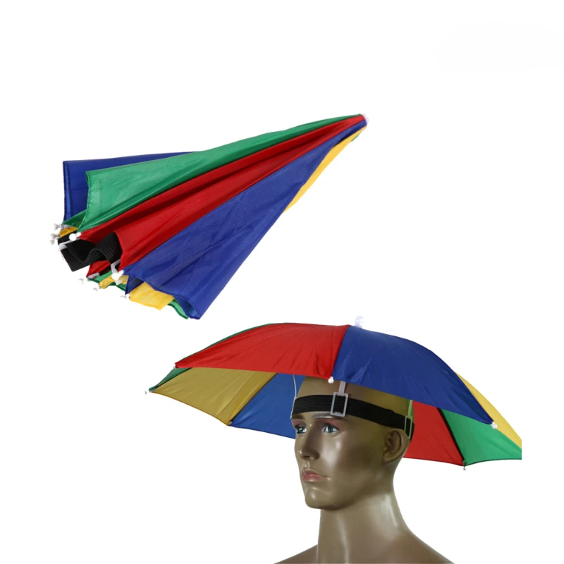 Guarda-chuva de chuva chapéu ao ar livre portátil guarda-chuva chapéu dobrável sombra de sol à prova dwaterproof água acampamento pesca headwear boné praia cabeça chapéu