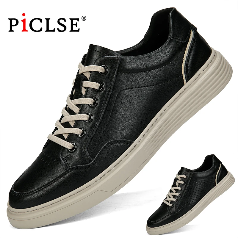 PICLSE Luxury Brand Genuine Leather Men Shoes British Style Trend Comfortable Casual Shoes Moccasins Men Flats Shoes