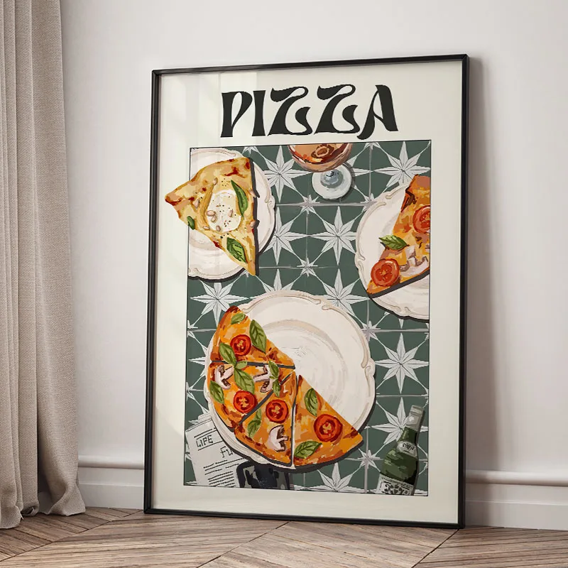 Delicious Food Canvas Painting World Cuisine Print Wall Art Poster Coffee Pizza Cake Hotel Coffee Shop for Room Home Decoration
