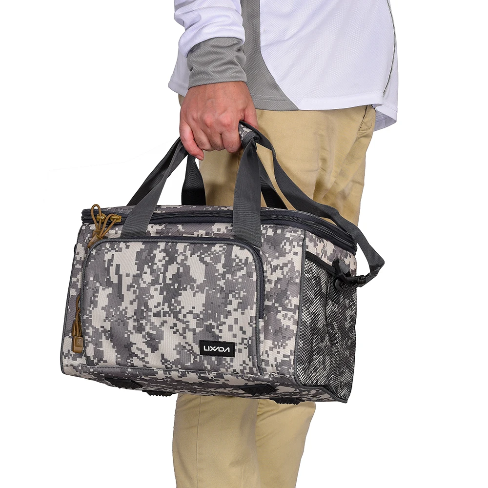 Lixada Portable Multifunctional Canvas Fishing Shoulder Bag Pack Fishing Tackle Bag Fishing Lure Reel Bag Pouch Case Fishing Bag