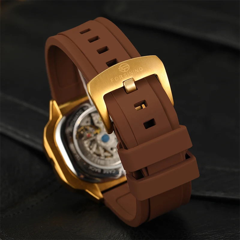 Forsining New Released men Mechanical Automatic Wristwatch Business Leather Strap 30m waterproof Watch Skeleton Tourbillon Watch