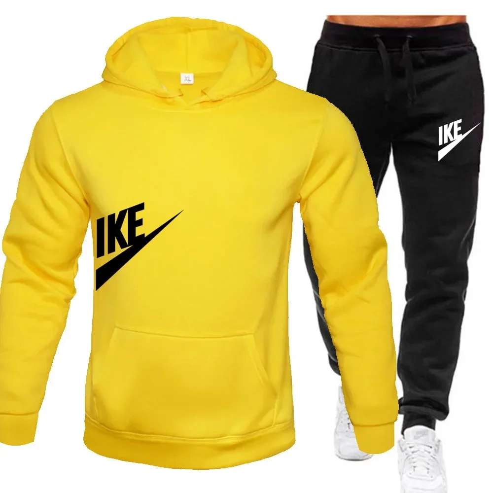 New men's sports sweatshirt + sports pants 2 sets, fashion printed autumn and winter men's and women's leisure suits, streetwear