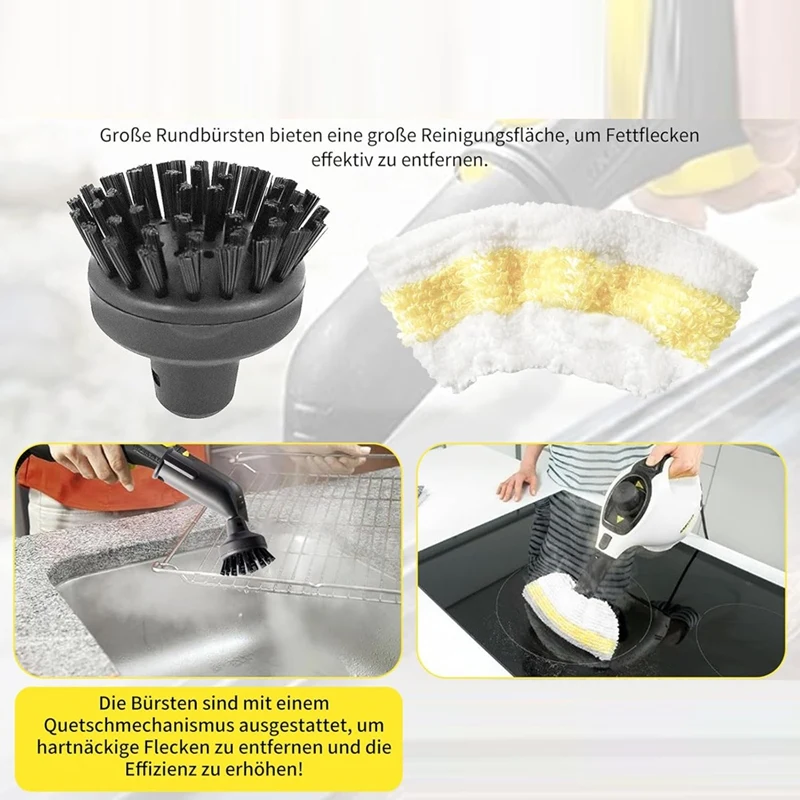 Steam Cleaner Accessories For Karcher Easyfix SC1 SC2 SC3 SC4 SC5 Accessories Round Brush Set Nozzle Round Brushes Brush