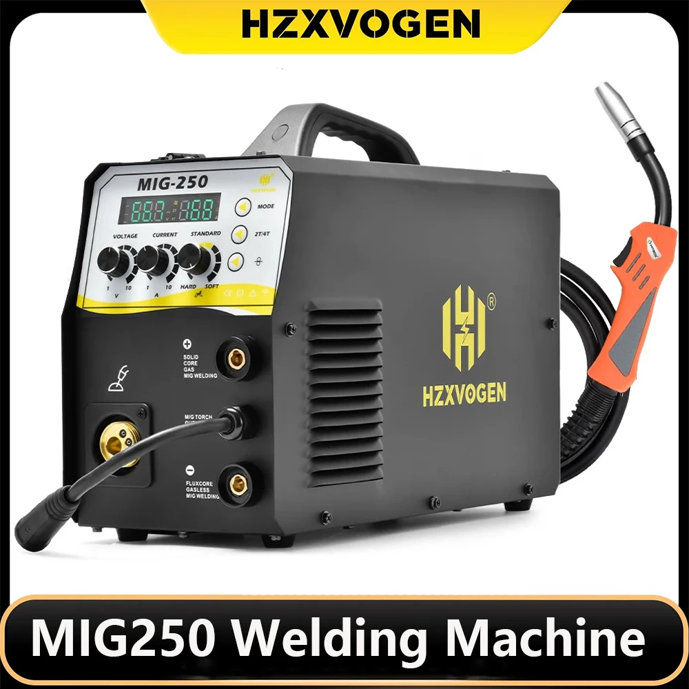 HZXVOGEN MIG250 Welding Machine 4 IN 1 MIG ARC TIG Gas Gasless 2T 4T 220V IGBT MIG Welder INVERTER MIG Welding Machine