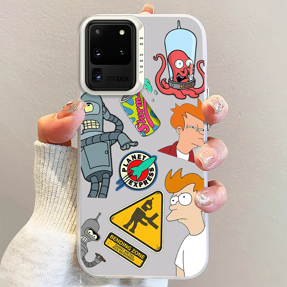 Cartoon F-Futurama Laser Phone Case for Samsung S24 23 22 ULTRA A25 33 32 34 S PLUS IMD Shockproof Silicone Coque