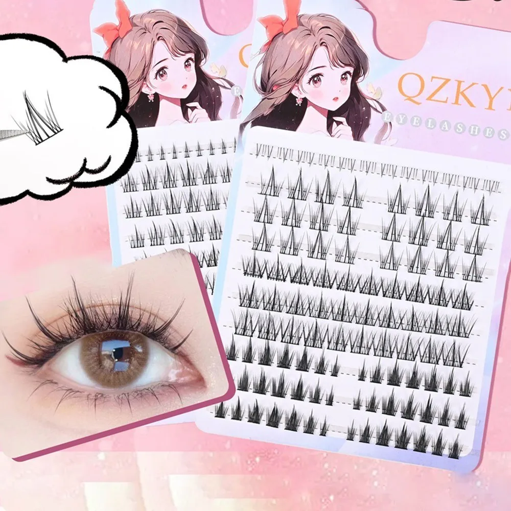 

New Fashion Mixed False Eyelashes Set Variety V-shaped Natural Thick Individual Cluster White Moonlight Lashes Light Makeup