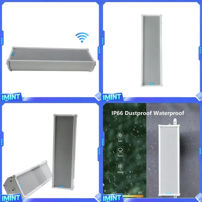 Waterproof WIFI Column Speaker Metal Cabinet 10-30W Output Power Remote Control for Public Broadcasting Emergency