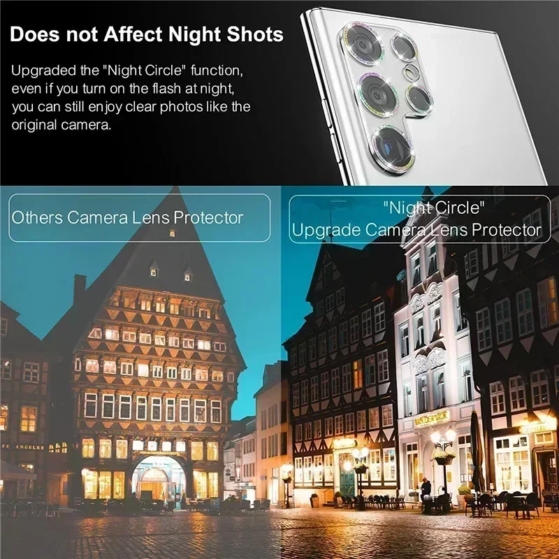 Bling Glitter Diamant Camera Lens Beschermer Voor Samsung Galaxy S22 Ultra S23 Plus S23ultra S23plus Gehard Glas Full Cover