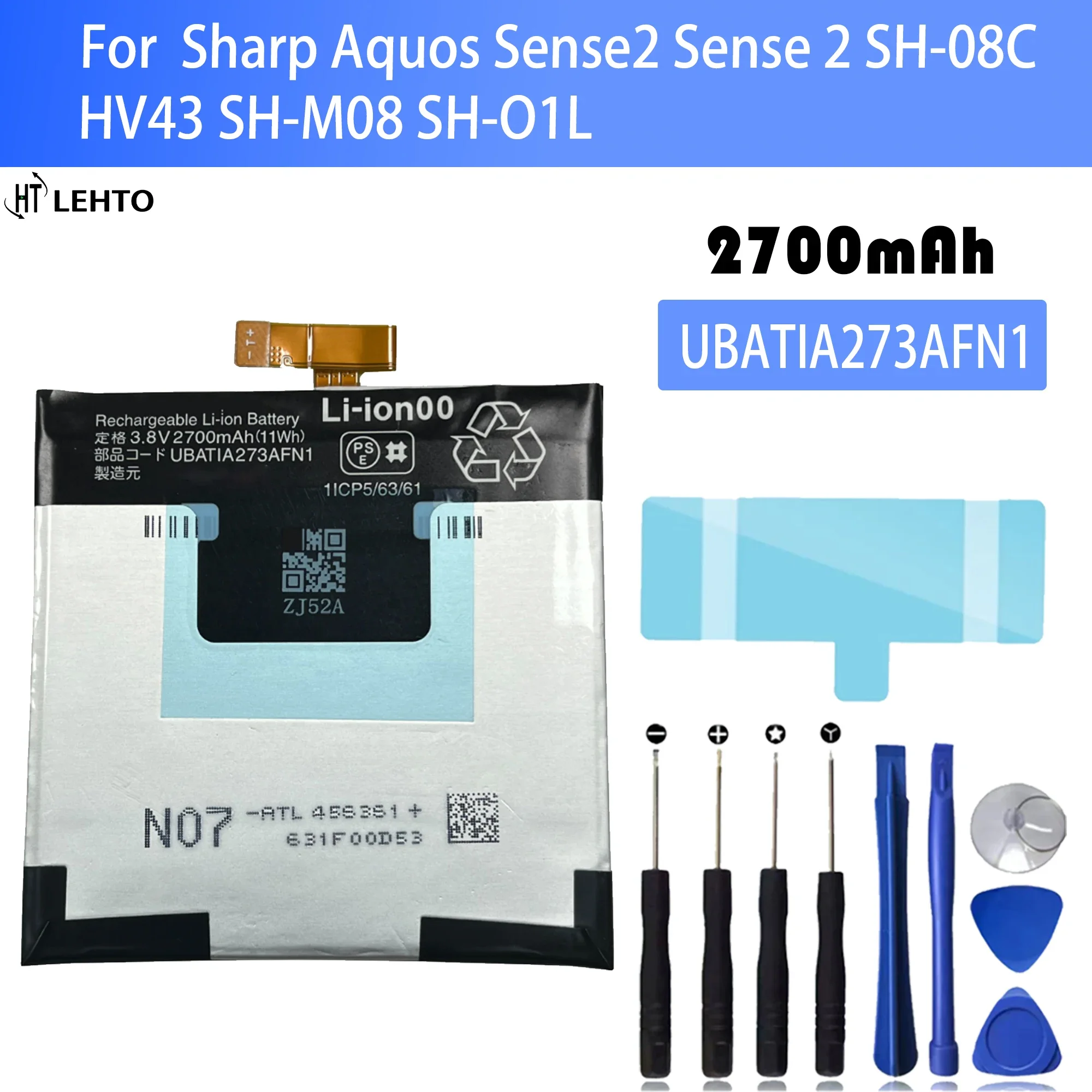 

100% New Original Battery UBATIA273AFN1 2700mAh For Sharp Aquos Sense2 Sense 2 SH-08C SHV43 SH-M08 SH-O1L Batteries