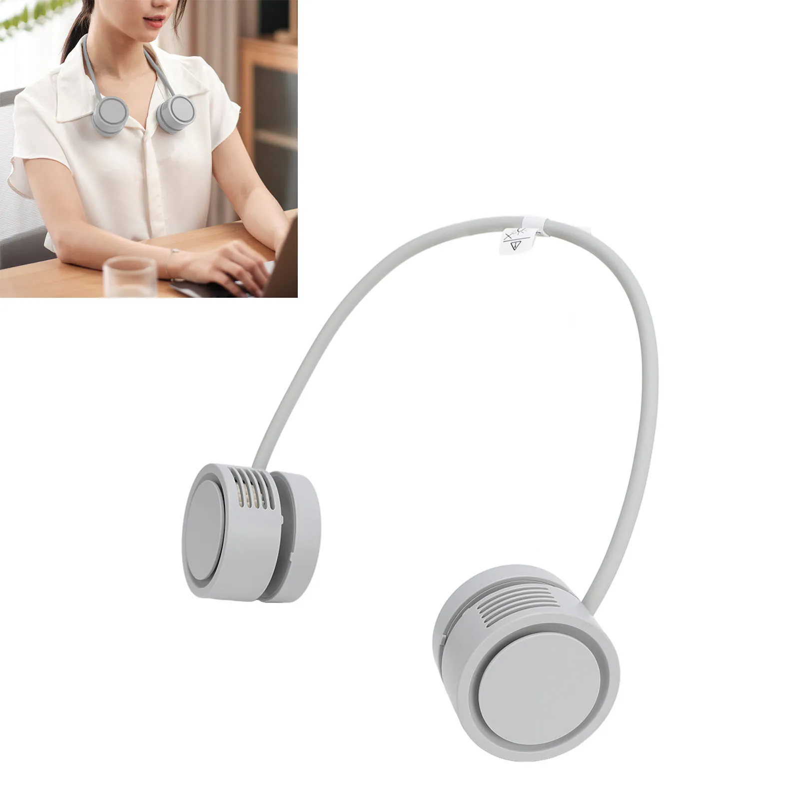 

Портативный шейный вентилятор, многофункциональный, 3 уровня, регулируемый на 360 градусов, бесшумный ароматический диффузор, охлаждающий безлопастной вентилятор для улицы