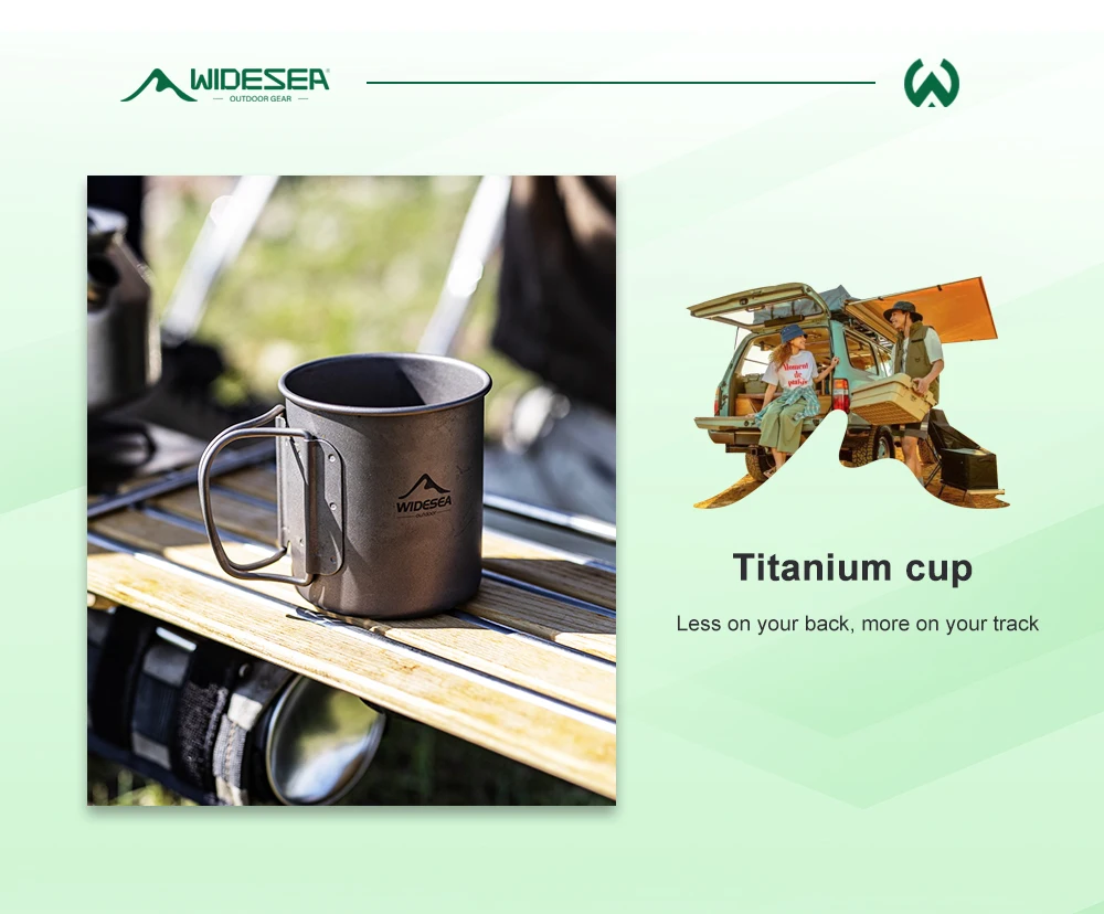 Widesea Ultraleichter Campingbecher aus reinem Titan mit klappbarem Griff, tragbarer Outdoor-Becher mit mehreren Kapazitäten für Wandern und Rucksackreisen – Detail 7