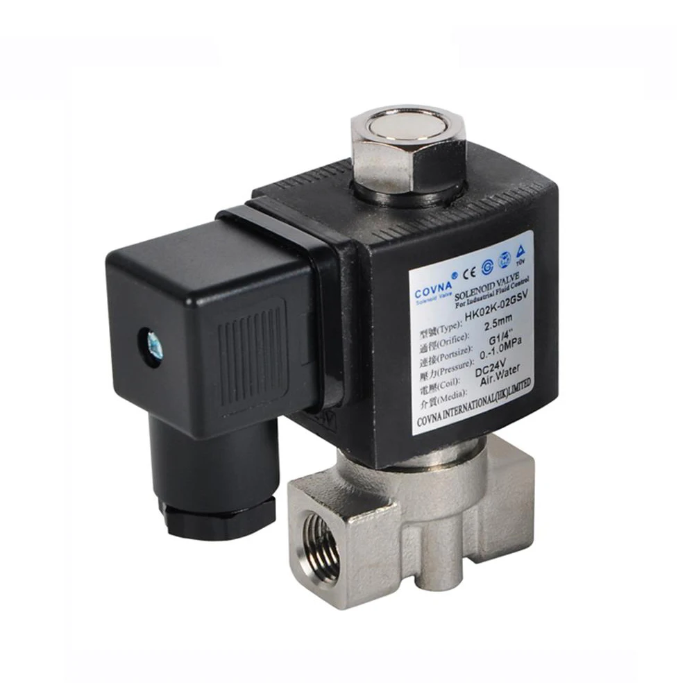 COVNA DN8 1/4 Inch 2 Way 12V DC Normally Closed Stainless Steel Micro Air Solenoid Valve