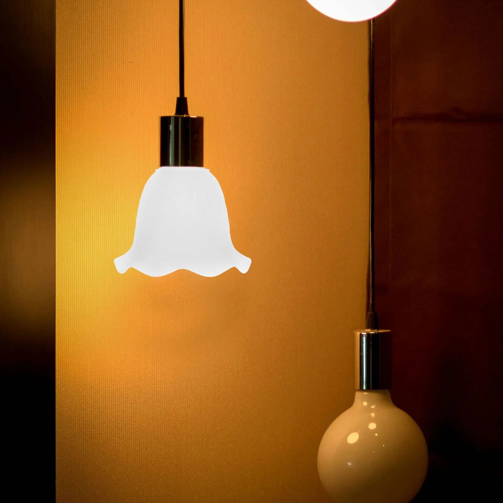

Wood Cotton Flower Glass Lampshade Replacement Elegant Pendant Ceiling Lamp Shade Soft Warm Light Cover for Home Decorative