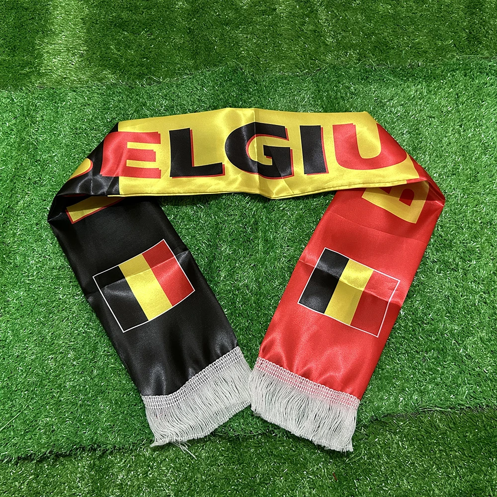 Bufanda bandera Bélgica Sky Flag, doble cara satén con borlas - imagen 5