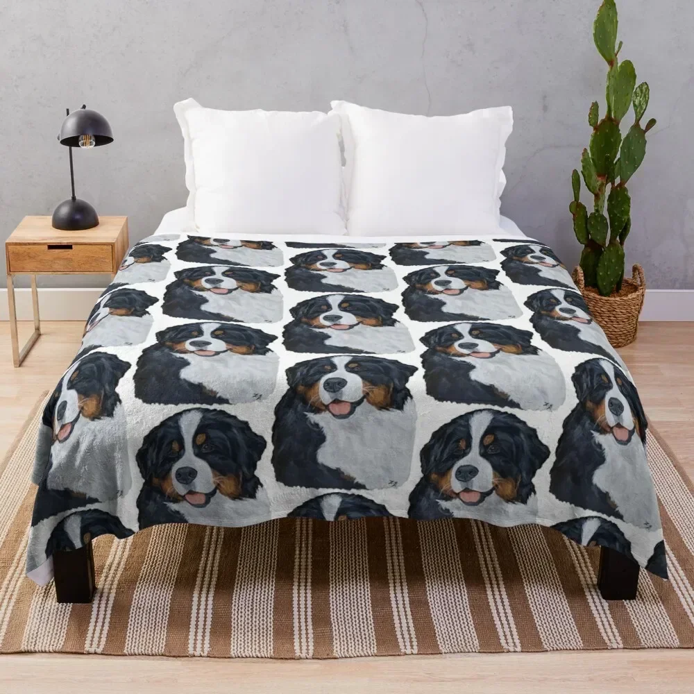 

Lavish Bernese Mountain Dog Portrait Throw Blanket for winter For Decorative Sofa Blankets