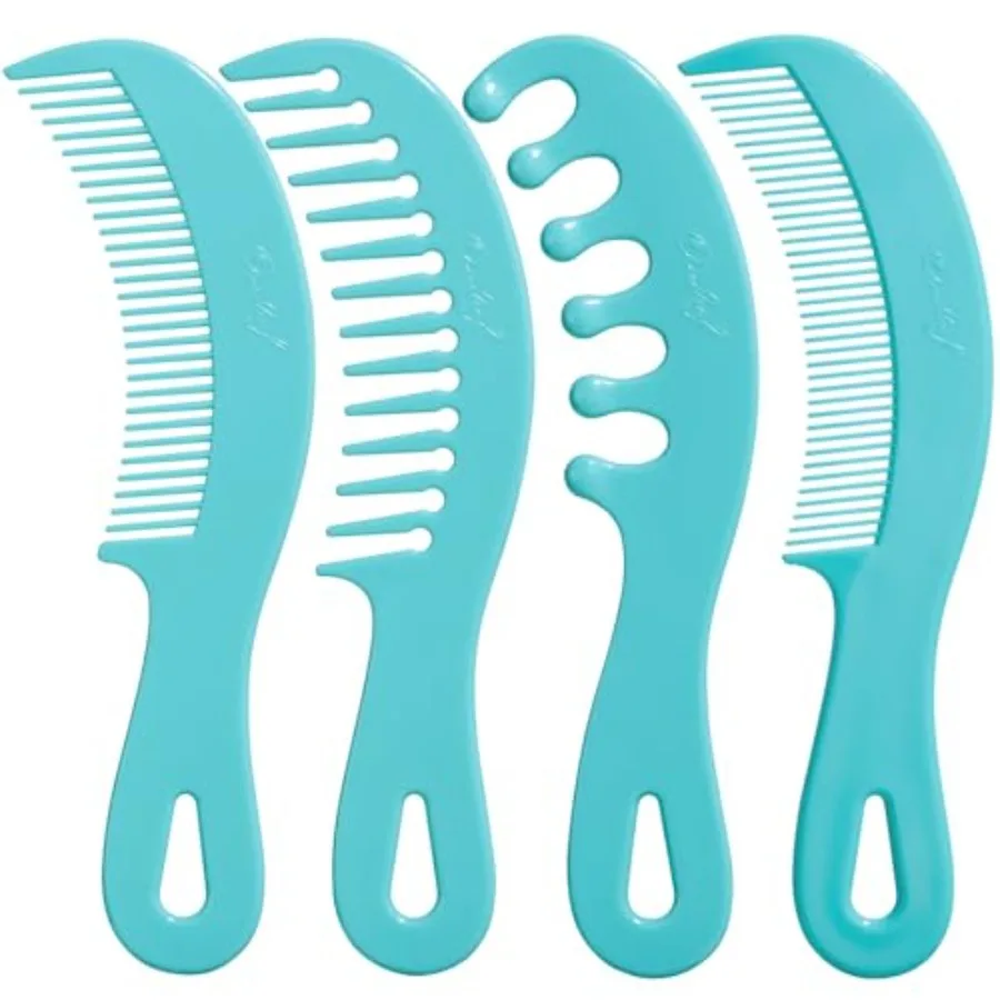 

Hair Comb - Large Wide Tooth Comb Long handled curved scalp massage comb Shampoo Brush for Scalp Massage and Deep Cleansing 4PC