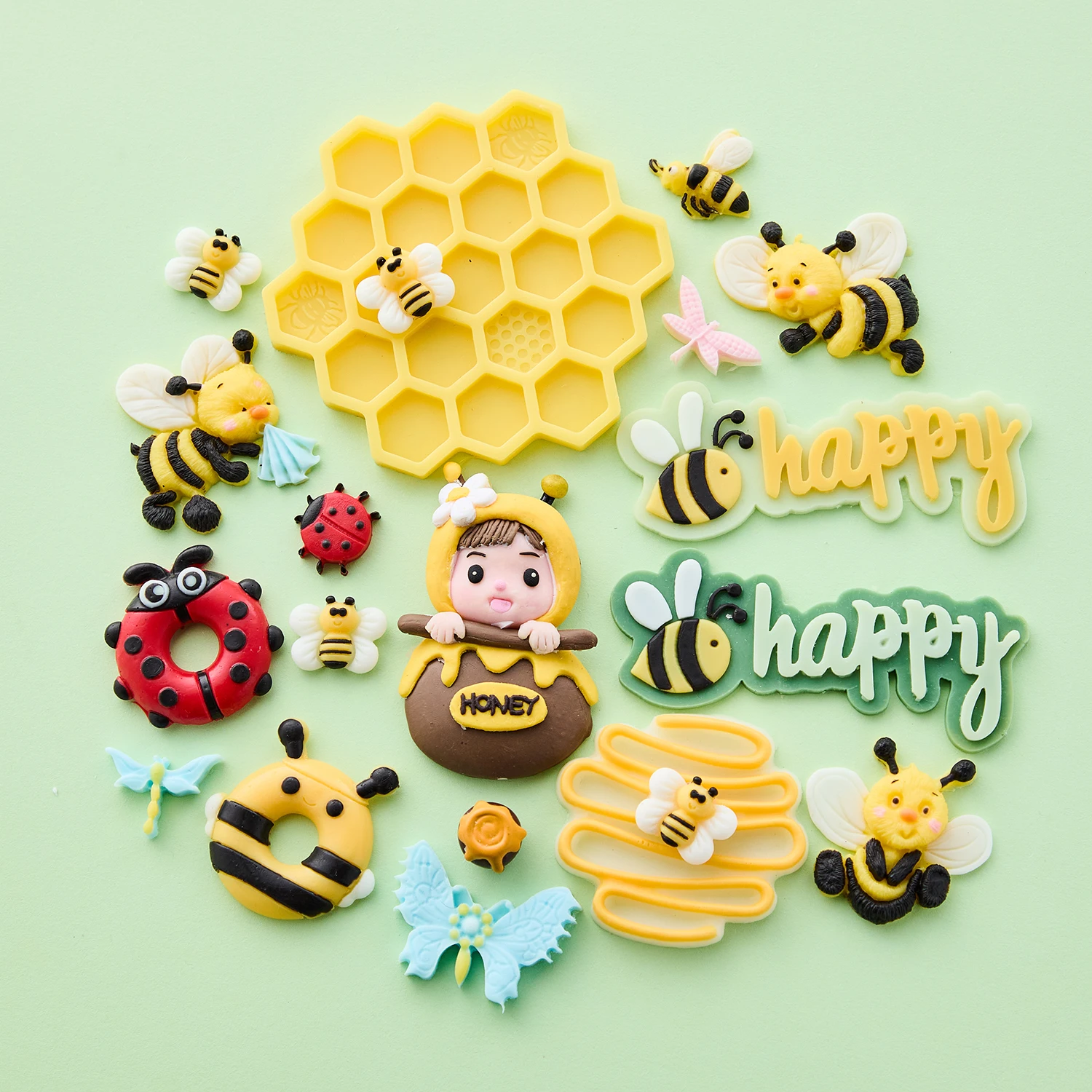 Cartoon Flower Bee Butterfly Honeycomb Silicone Mold Chocolate Fondant Cake Decoration Silicone Mold Baking Accessories