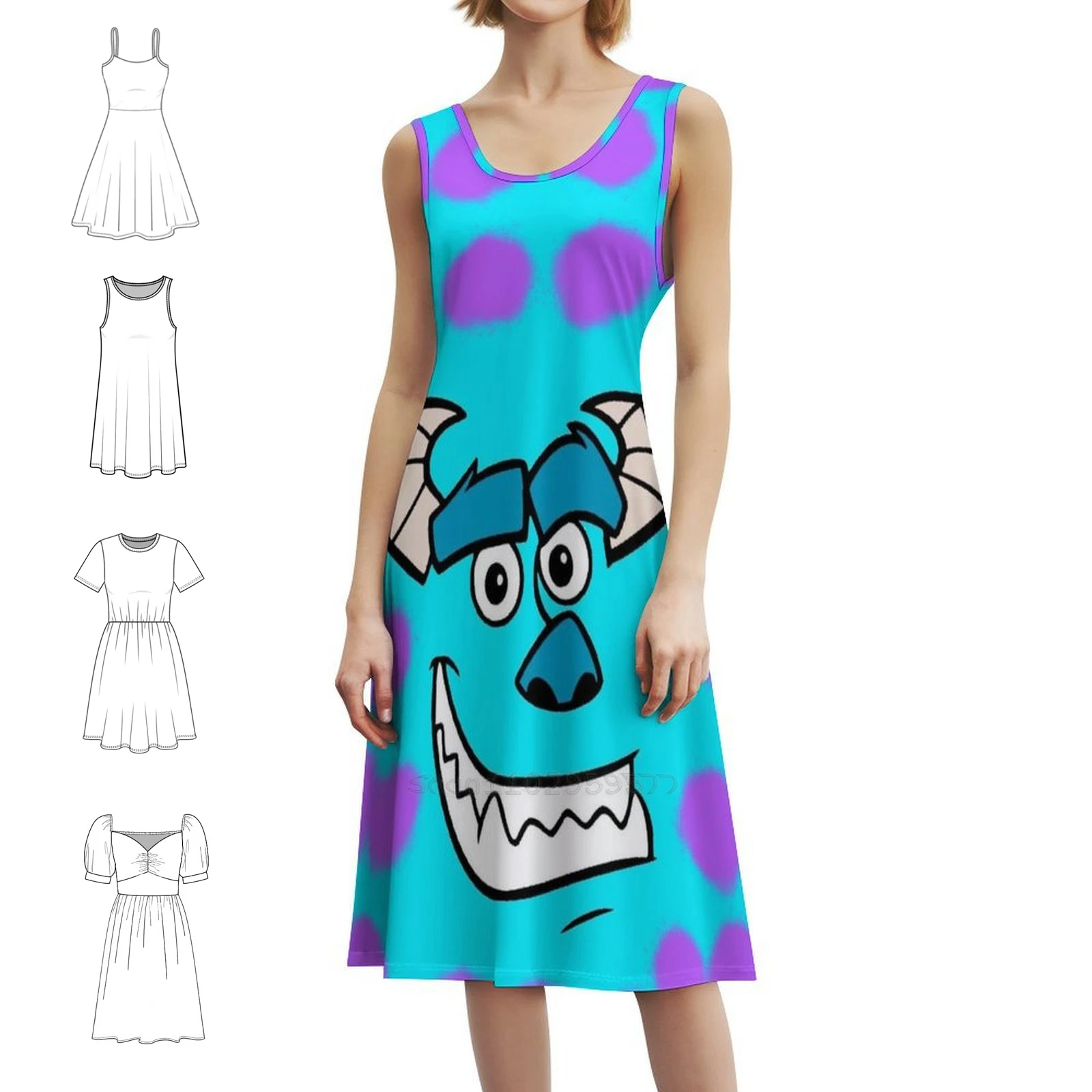 فستان Monsters Inc Sully Floral Smock للنساء للربيع والصيف فستان كاجوال للحفلات Monsters Inc Sully Society Artist Womens #1