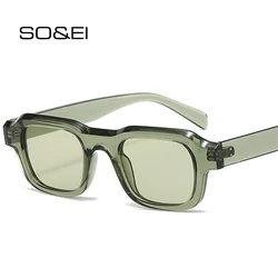 SO&EI Fashion Square Women Sunglasses Retro Blue Green Shades UV400 Men Trending Punk Gradient Sun Glasses