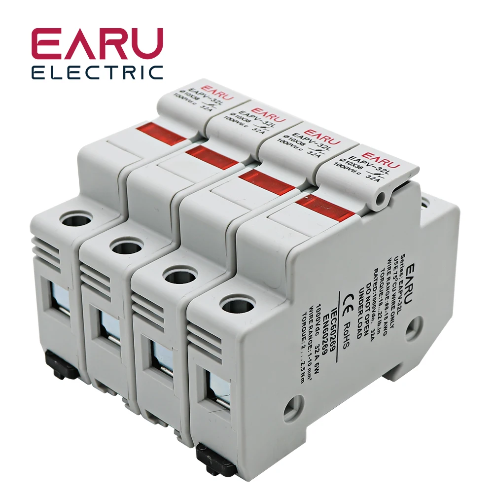 4P Din Rail พลังงานแสงอาทิตย์ PV DC ฟิวส์พร้อมไฟแสดงสถานะเหมาะสำหรับ10*38มม.DC PV ฟิวส์ลิงค์สำหรับ Solar Photovoltaic System Pro