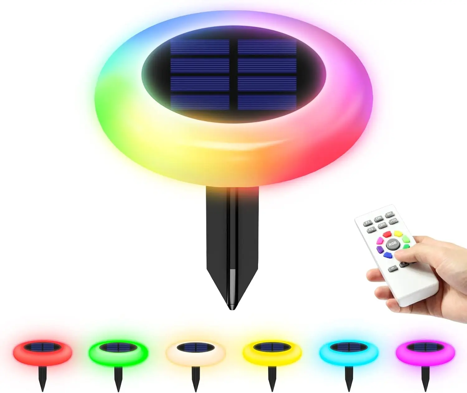 Outdoor Path Fixtures Stone Resin 30cm RGB Spot Light Timing Remote Spring Cool White