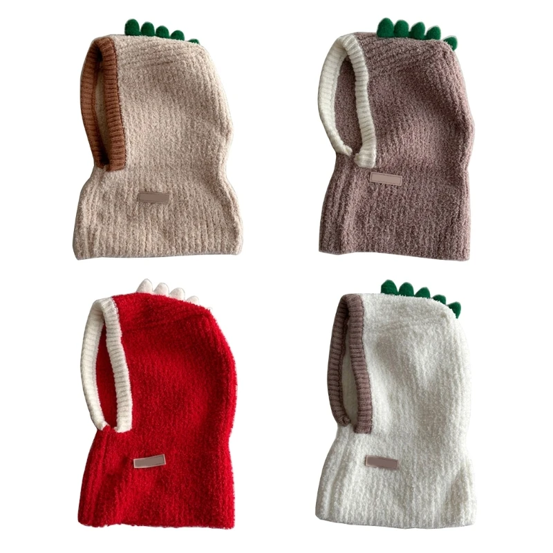 Stylish Baby Dinosaur Hat with Attached Scarf Set Baby Hat Lovely Pullover Cap Hat Perfect for Autumn & Winter Seasons