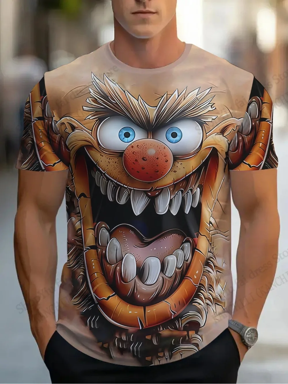 Lustiges T-Shirt mit Küssendem Affen-Motiv für Männer, 3D-Druck, Parodie-Gorilla, Schnelltrocknend, Atmungsaktiv, Unisex Kurzarm-Oberteil – Detail 10