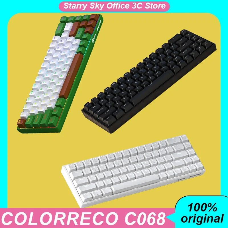 Colorreco C068 Mechanical Keyboard Wireless 3mode 75% Layout 68 Keys Long Range Hot Plug Rgb Customized Laptop Gaming Keyboard