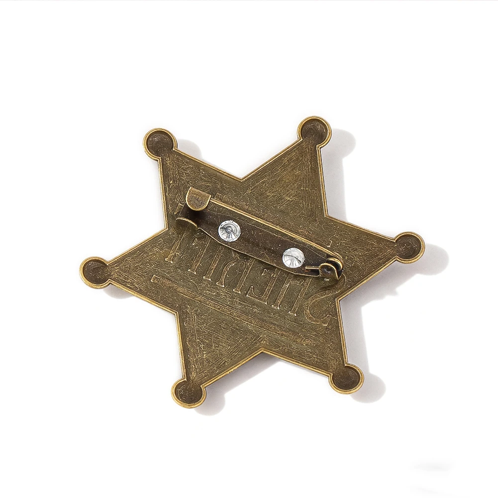 2 قطعة شارات دبابيس شريف المعادن السداسية شريف بروش قبعات رعاة البقر الغربية حفلة تأثيري الدعامة الديكور الإكسسوارات طفل هدية