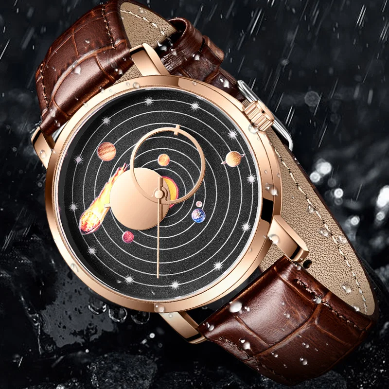 2023 orologi da uomo Fashion Milky Way Planet Creative Earth orologio da polso al quarzo orologio sportivo in pelle per uomo orologio Relogio