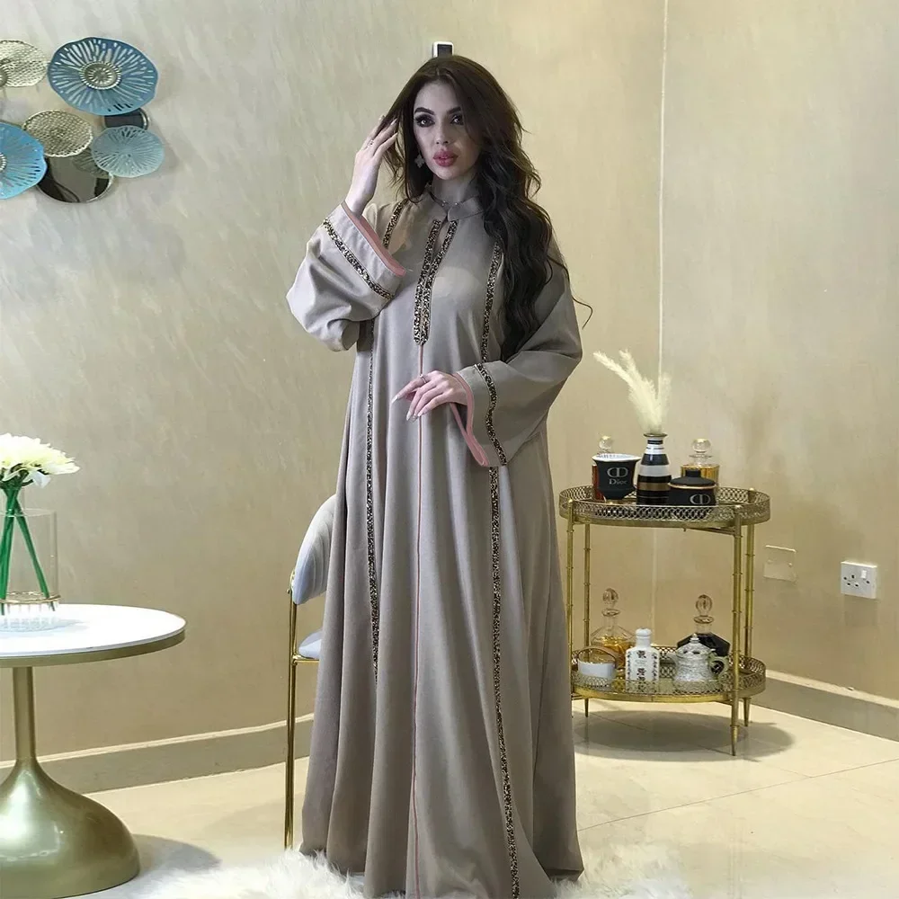 

Turkey Dubai Abaya Muslim Women Long Dress Islamic Arabic Diamonds Kaftan Middle East Ethnic Maxi Robe Moroccan Jalabiya Ramadan