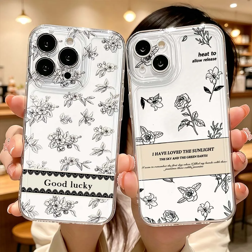 Cartoon Floral Sunlight Art Phone Case For Apple iPhone 17 Air 16 15 14 13 12 11 Pro Plus Max Protective Transparent Cover