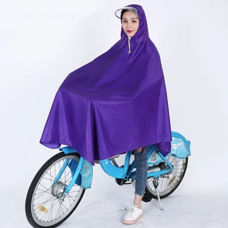 Cycling Raincoats Single-person Long Poncho Waterproof Outdoor Rain Cover Thickened Hooded Raincoat Women Impermeable Rainwear